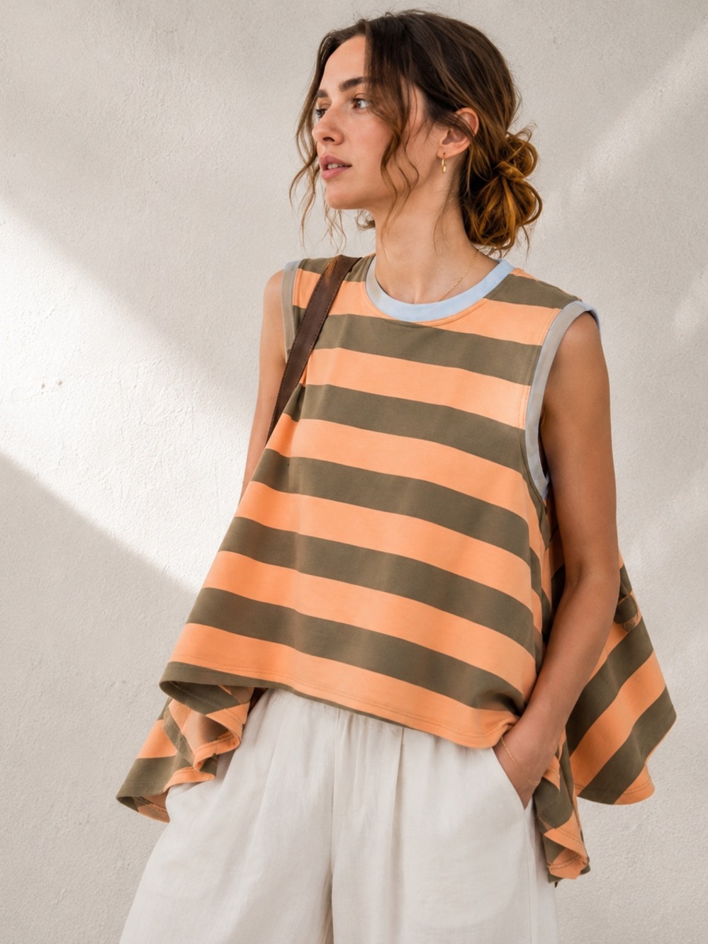 NWOT Davi & Dani Striped Lagenlook Swing Tank Top